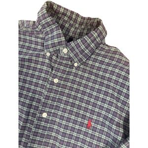 Polo Ralph Lauren Mens Large Plaid Button Down Shirt Blue Green Red Pony Logo